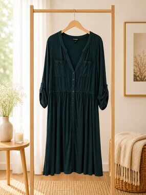 Torrid Dark Green Shirt Dress